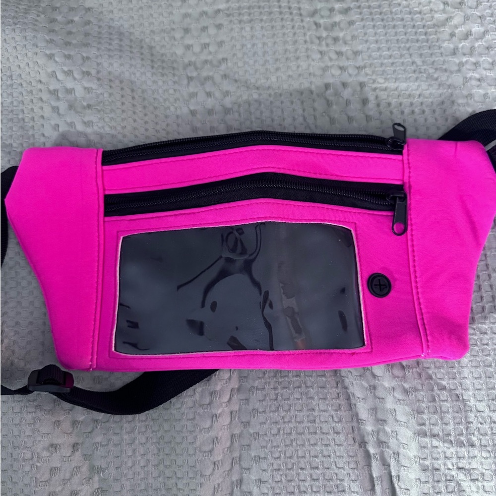 Fuchsia Waist Bag with Transparent Pocket